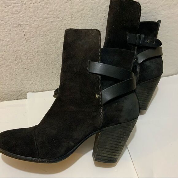 Rag & Bone • Kinsey suede ankle boot heeled bootie moto celeb 39B dark brown - Picture 4 of 12